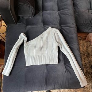 MAJORELLE Light Blue Off-the-Shoulder Sweater